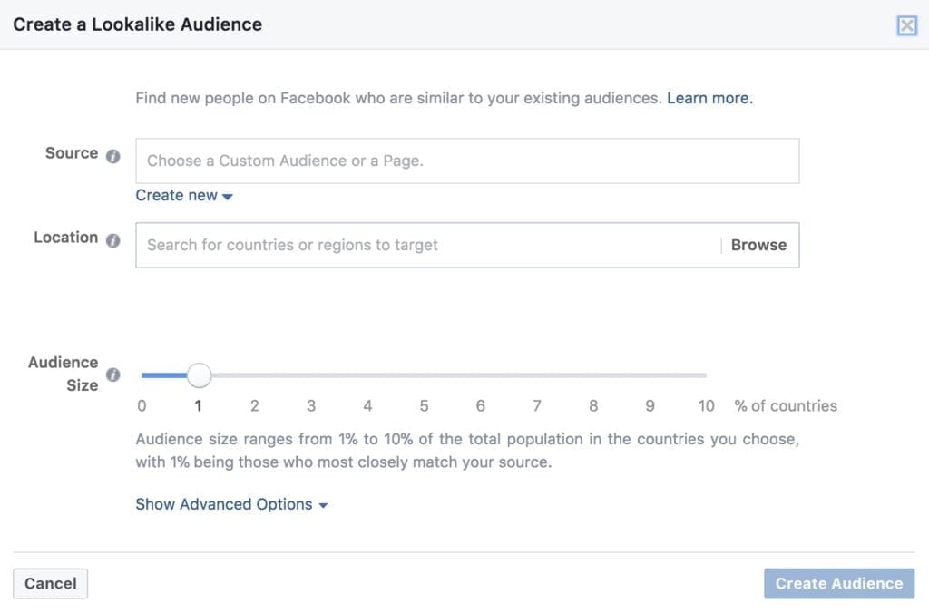 image of creating a lookalike audience in facebook - one of the top 10 facebook advertising questions answered