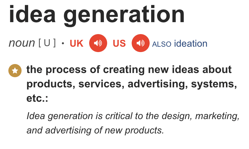 a definition image of idea idea generation