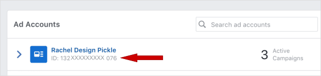 image highlighting your ad account ID number in facebook ad manager