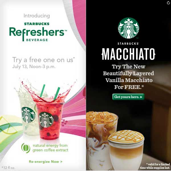 image of two Starbucks ad designs exemplifying crafting a message relevant to the product they are selling