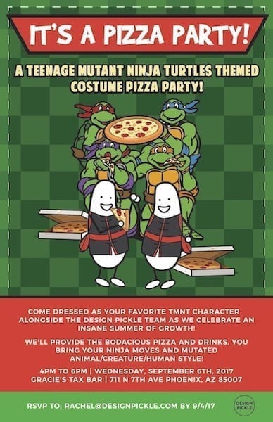 image of Design Pickle's TMNT pizza party flyer design