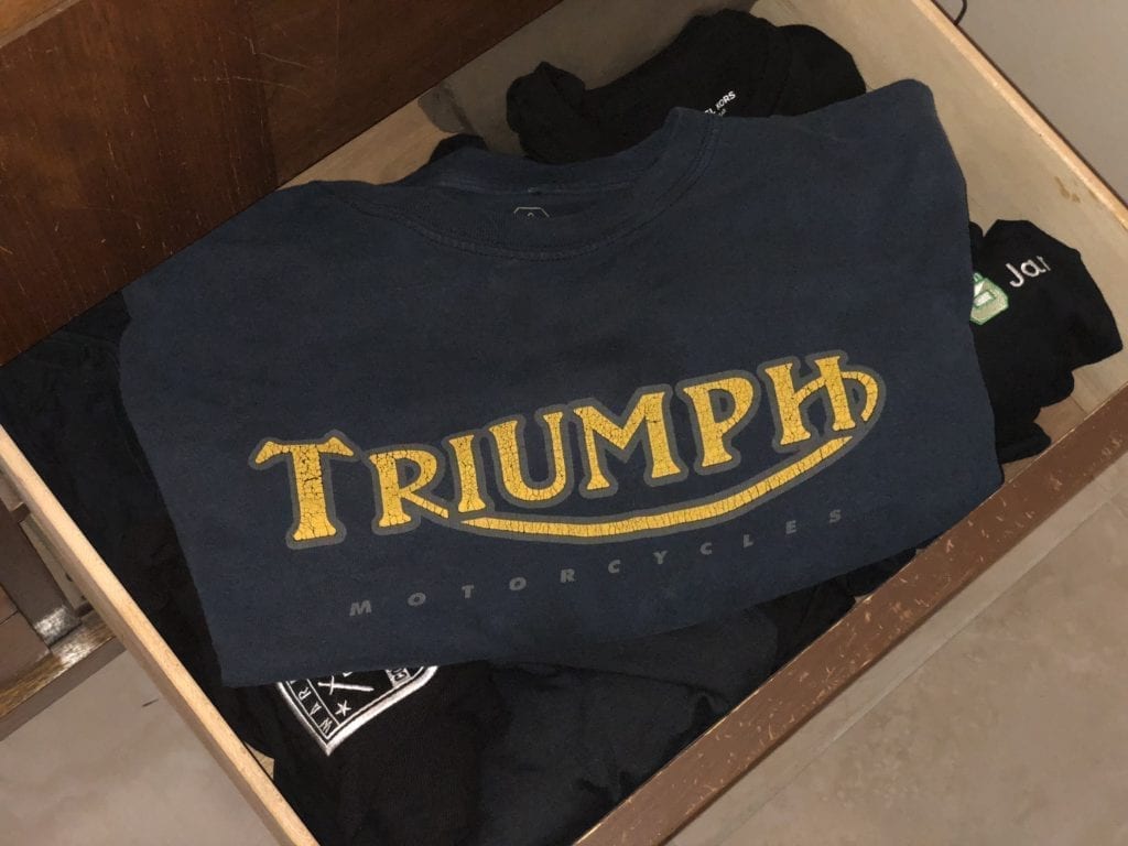 image of an old triumph motorcycles t-shirt