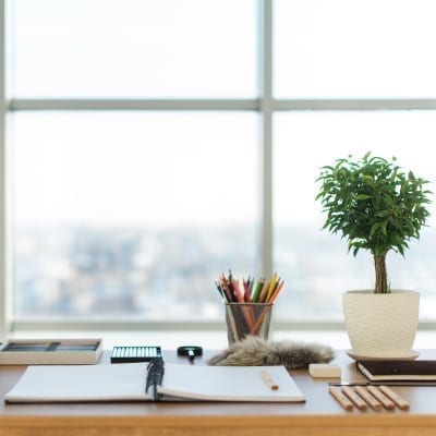 an image of an organized desk and notes