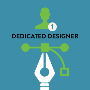 a graphic showing that MyFreezEasy has 1 dedicated designer with Design Pickle
