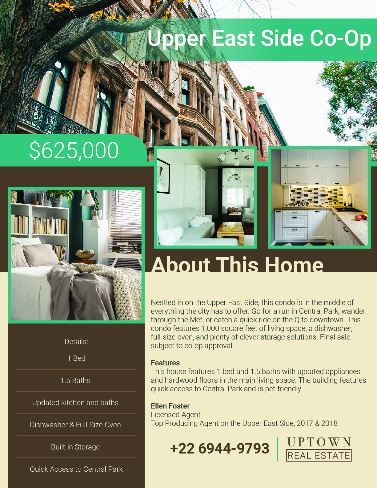 Manhattan brownstone real estate flyer