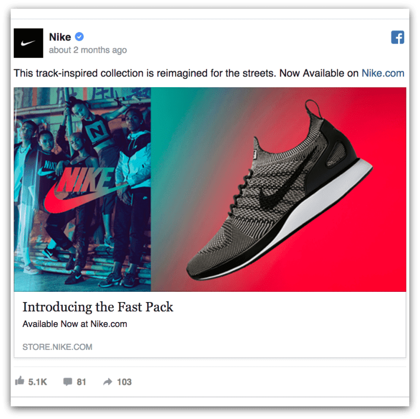 nike shoes advertised on facebook