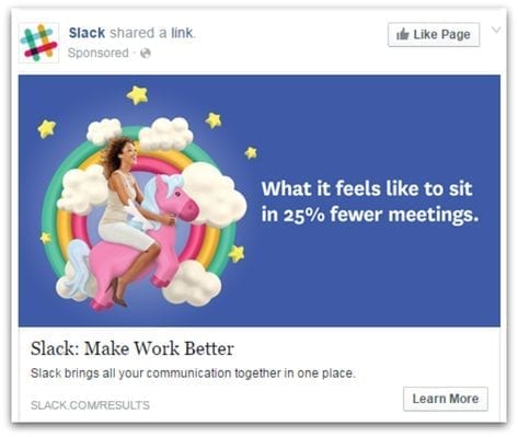 Slack Facebook ad example