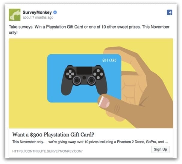 SurveyMonkey Facebook ad