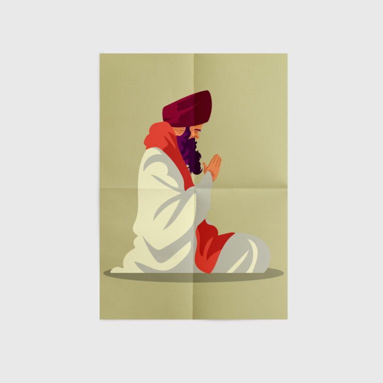 Custom illustration of man praying
